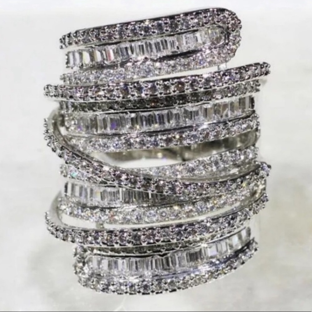 NEW💍6.4 CT 925 STERLING SILVER DIAMOND RING - Picture 1 of 5